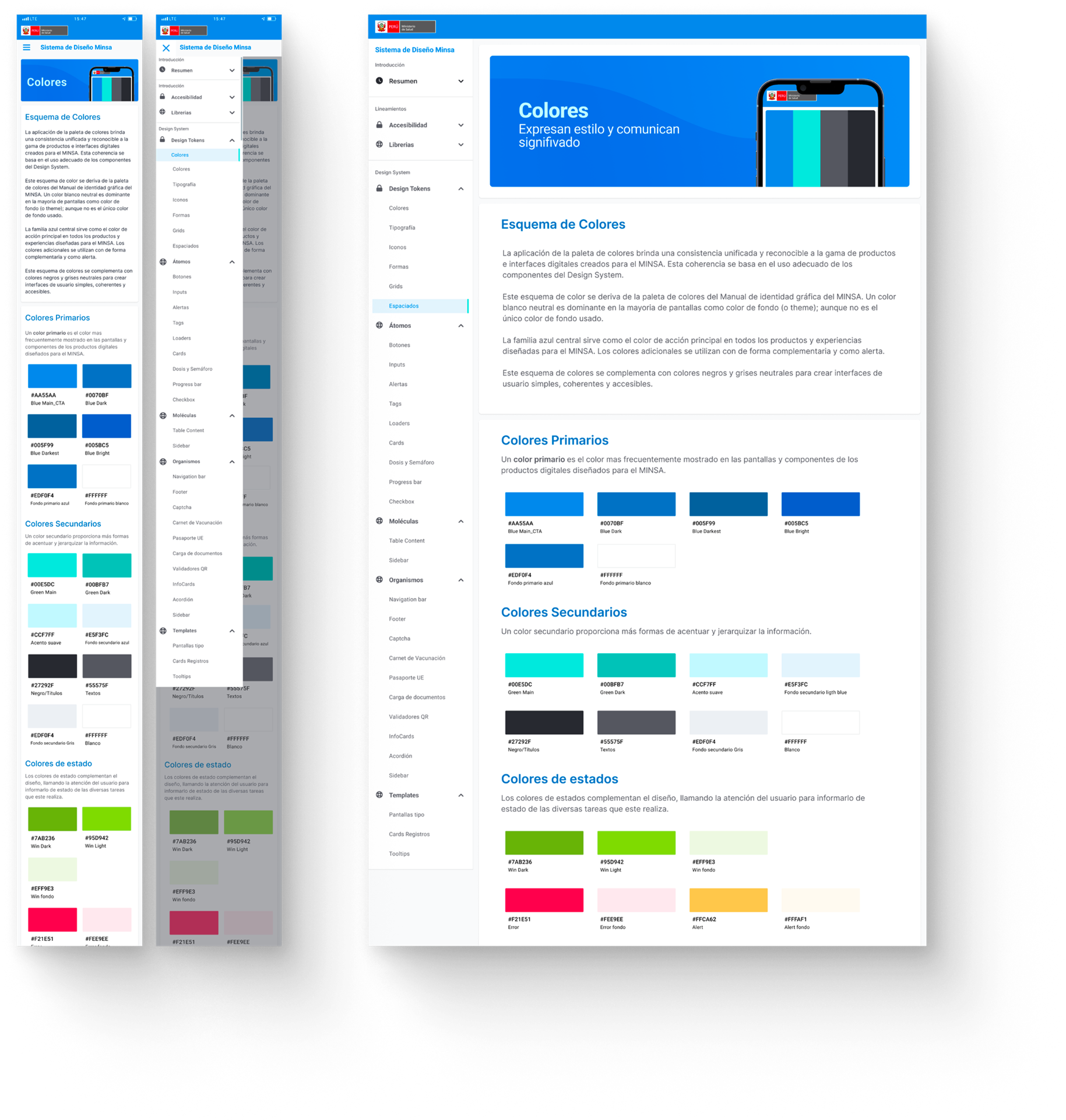 Tokens y guidelines del sistema MINSA