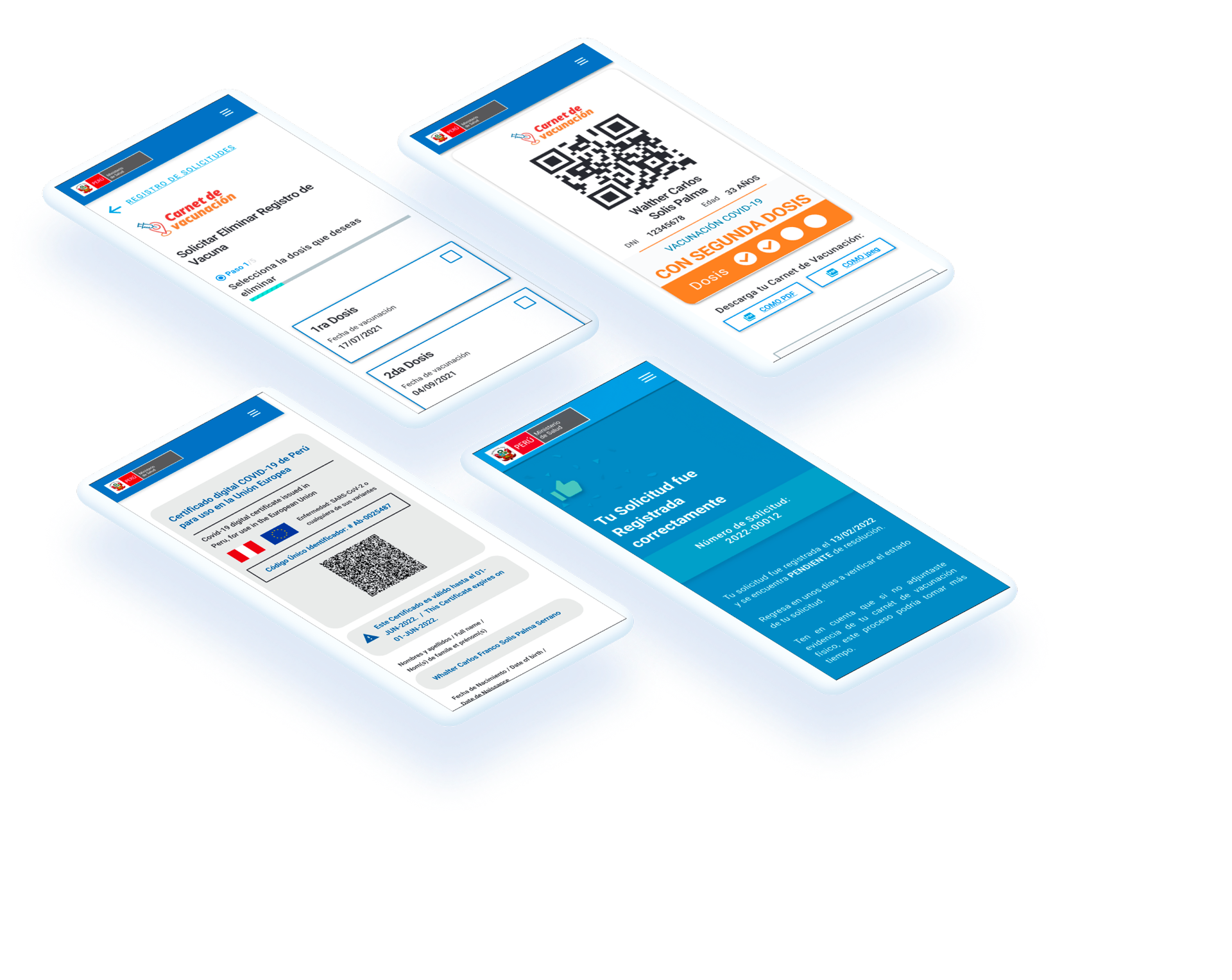 Mockups finales del Carnet de Vacunación