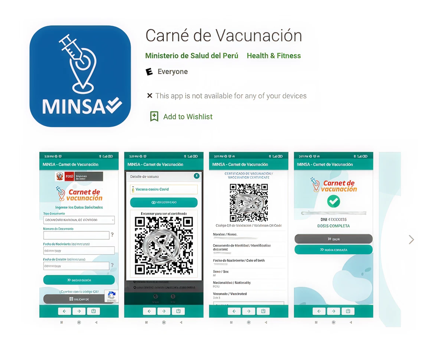 App MINSA original en Play Store