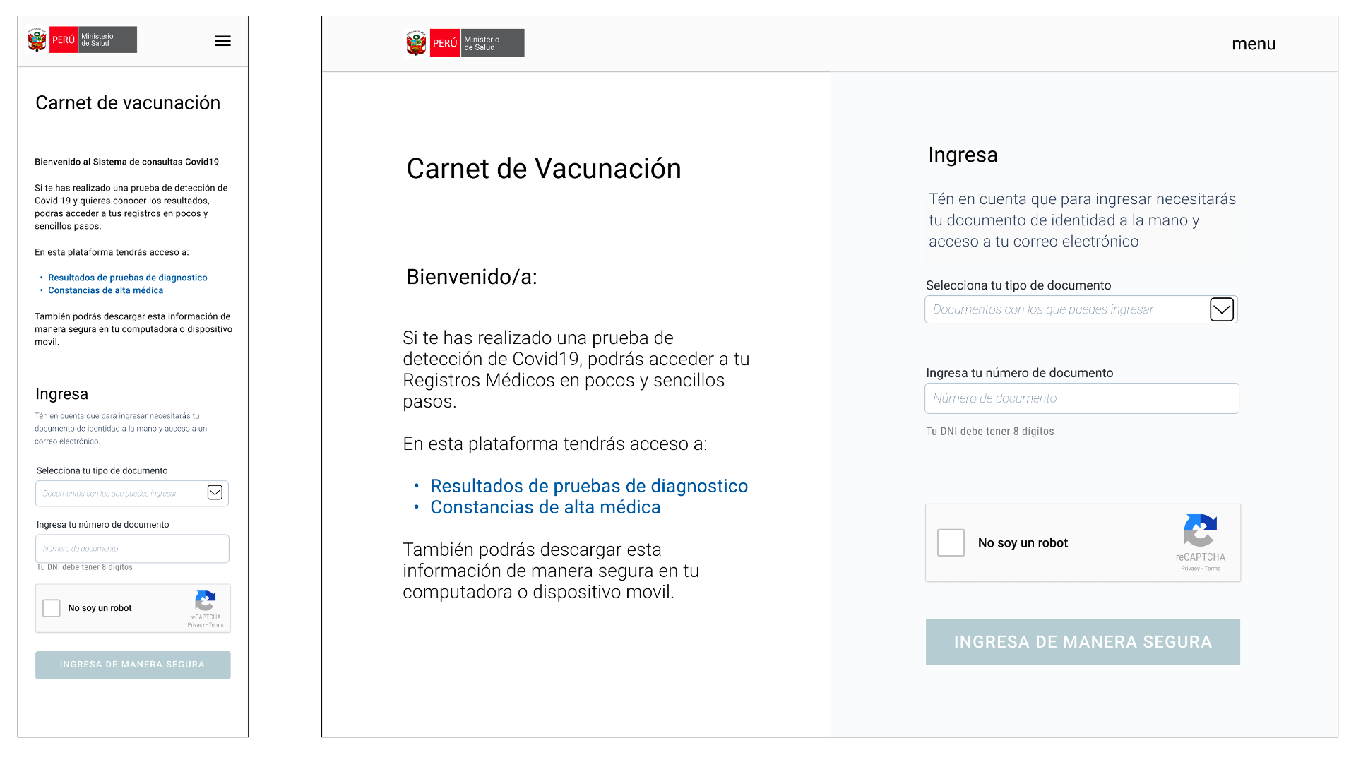 Wireframes mobile y desktop