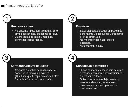 Principles from the Lucía archetype: clarity, choice and community.