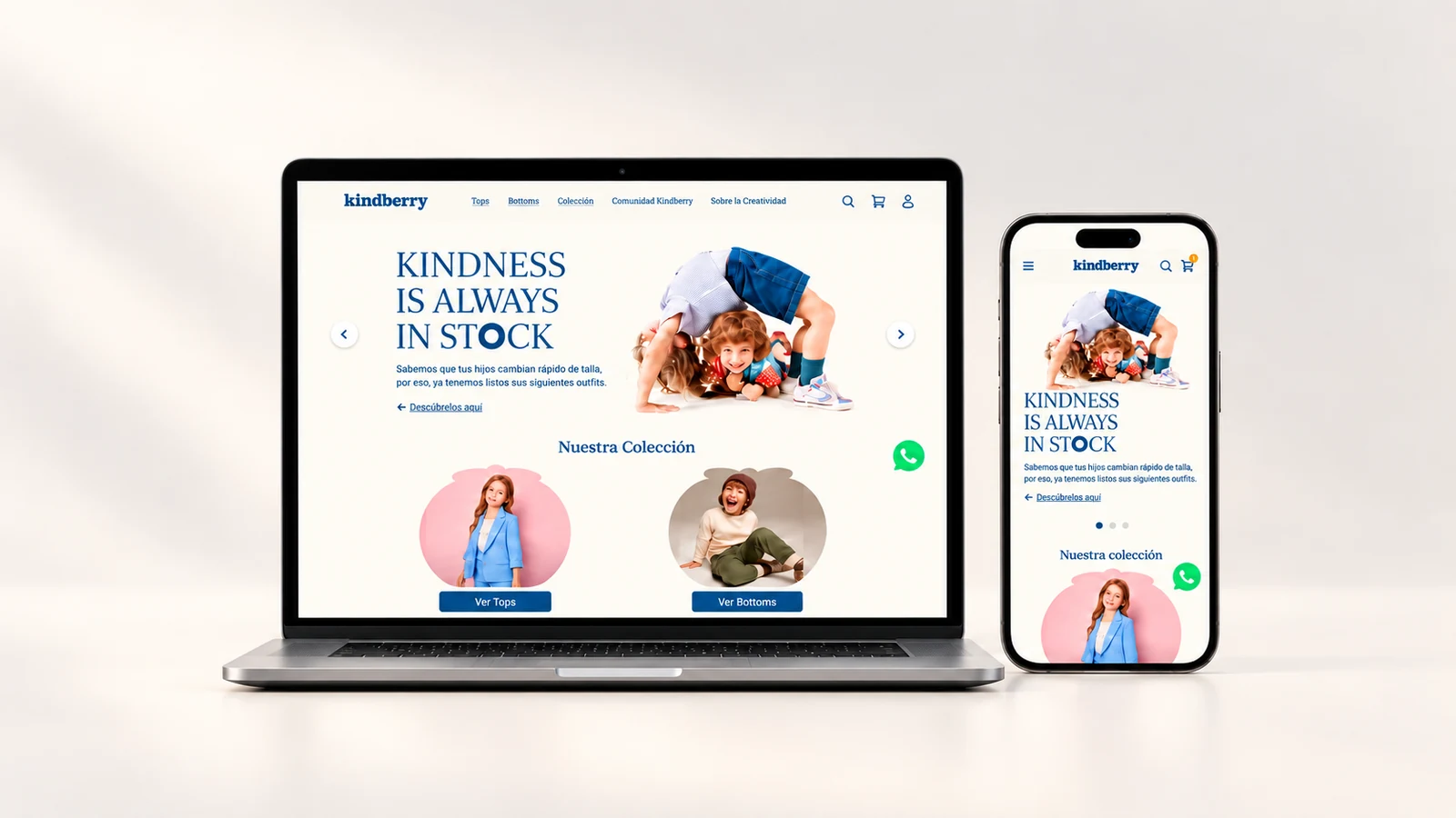Kindberry Home: composition of the web and mobile proposals.