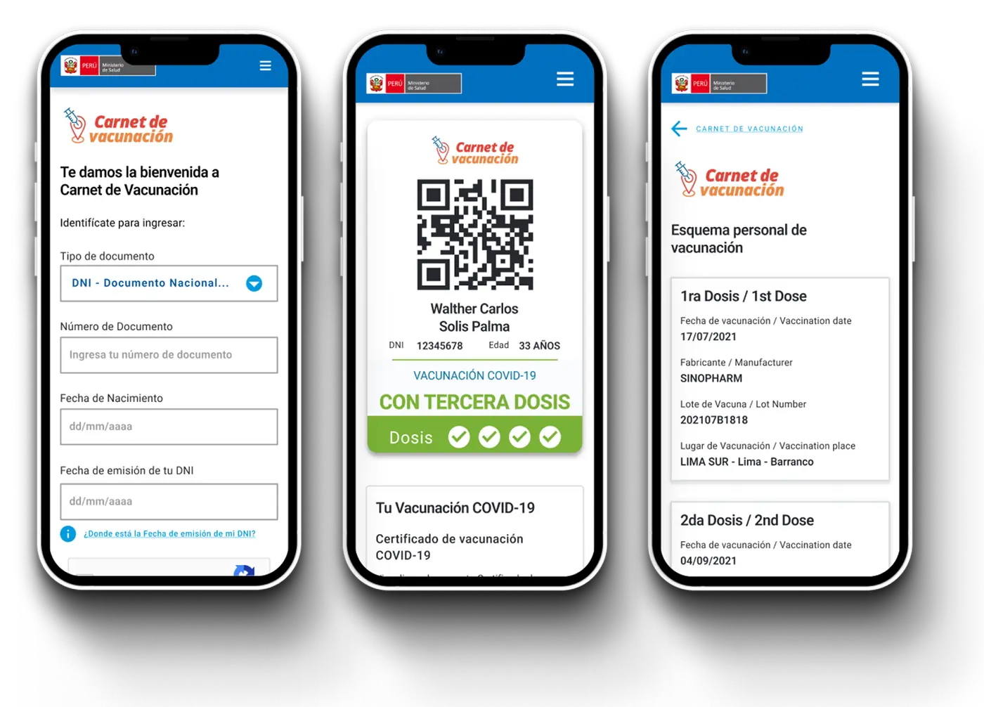 MINSA digital Vaccination Record.